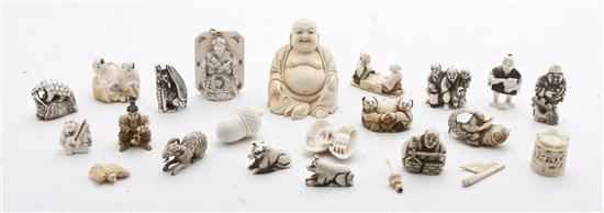 * A Group of Twenty Carved Ivory