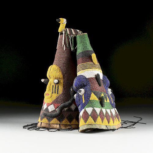 A GROUP OF TWO AFRICAN BEADED