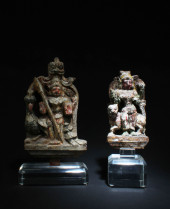 A GROUP OF TWO ANTIQUE CARVED