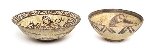 A Group of Two Kashan Bowls
