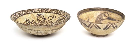 A Group of Two Kashan Bowls