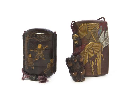 A Group of Two Lacquered Inro the
