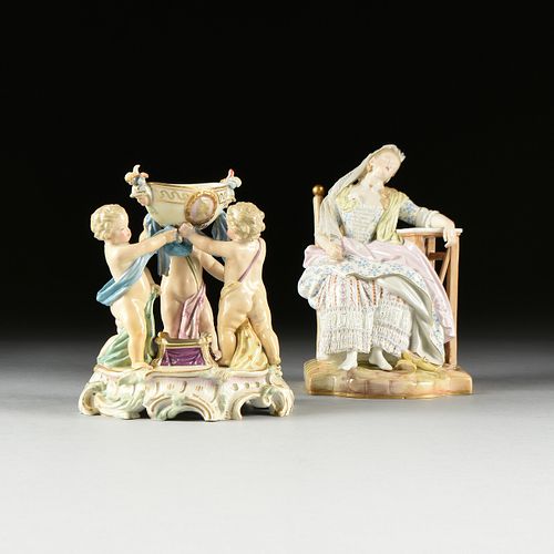A GROUP OF TWO MEISSEN PORCELAIN