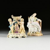 A GROUP OF TWO MEISSEN PORCELA
