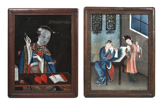 A Group of Two Reverse Paintings on