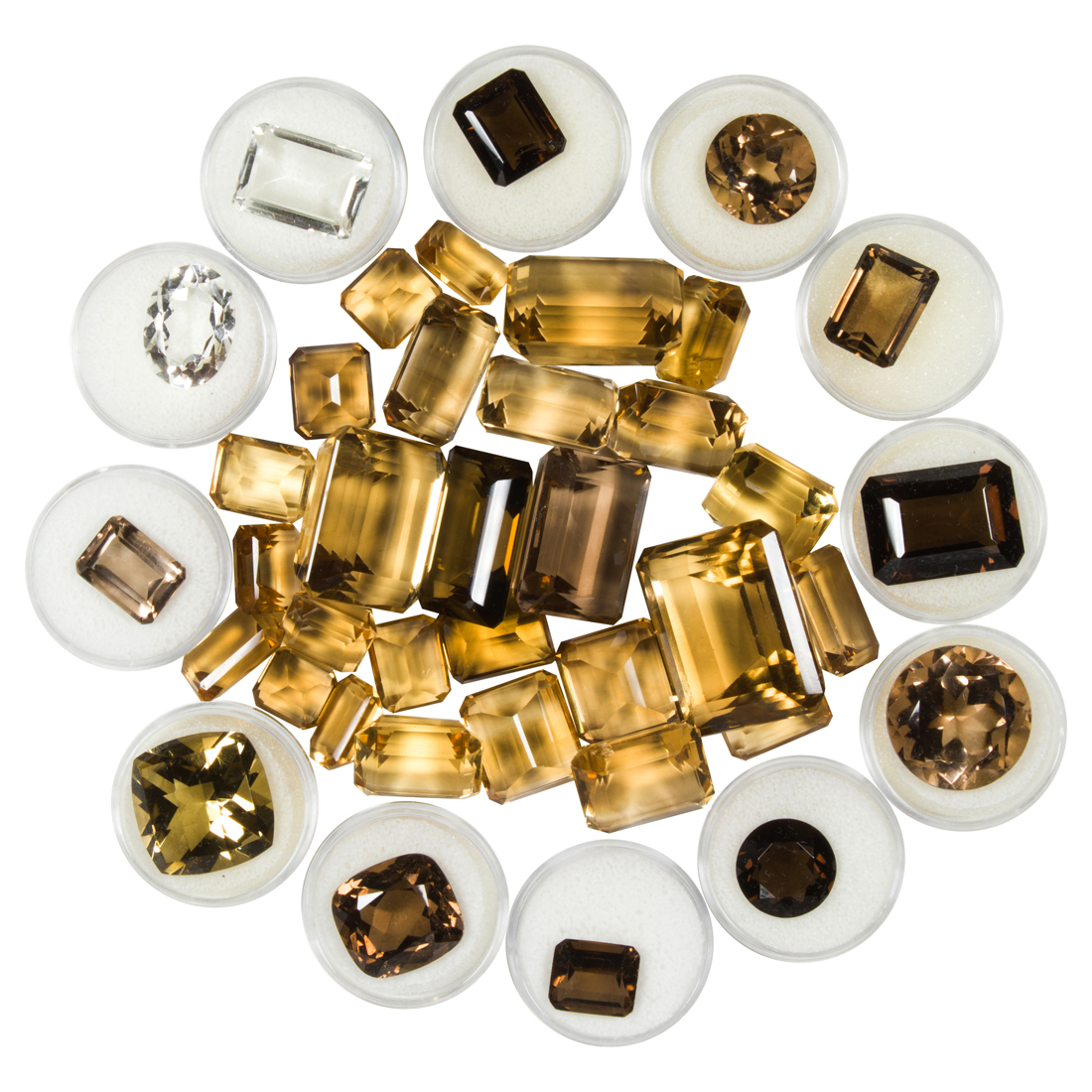 A GROUP OF UNMOUNTED CITRINE,