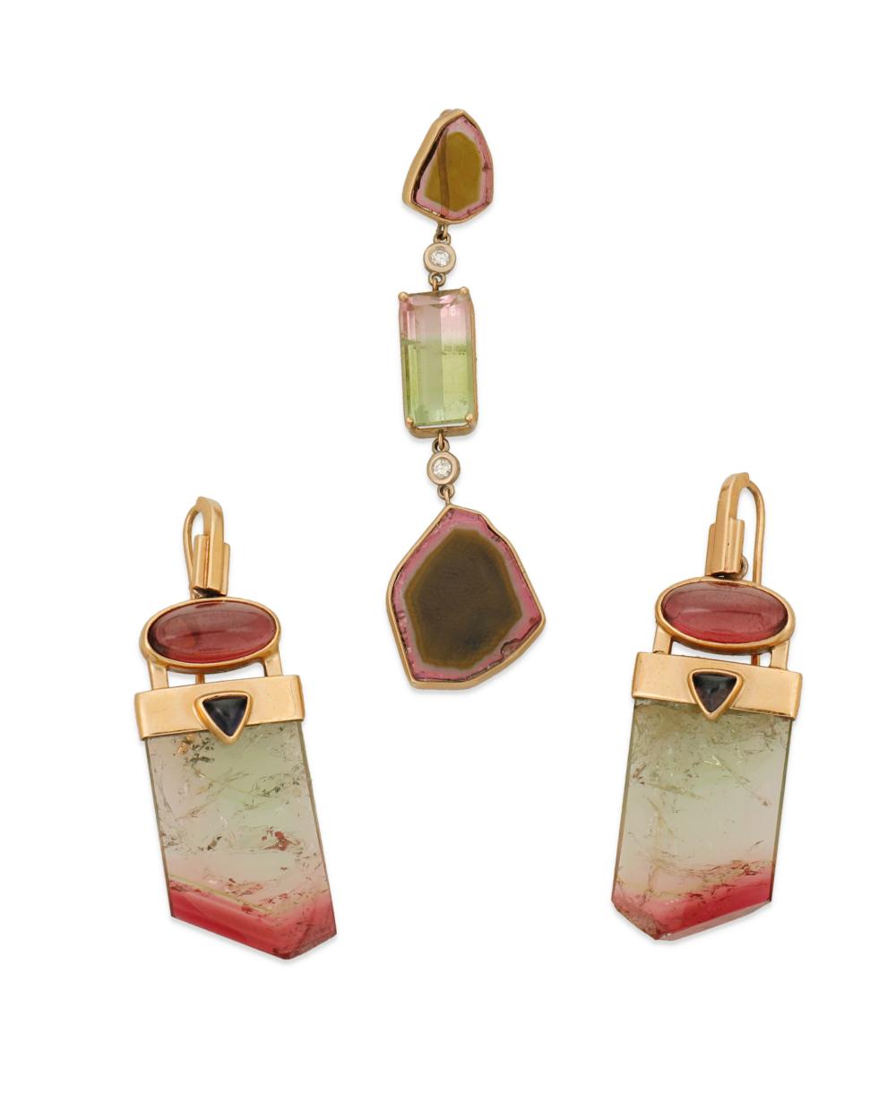 A GROUP OF WATERMELON TOURMALINE