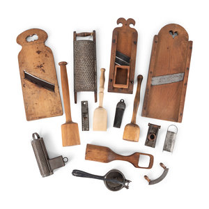 A Group of Wood and Tin Graters,