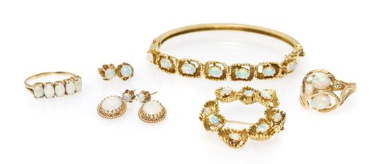 A Group of Yellow Gold and Opal