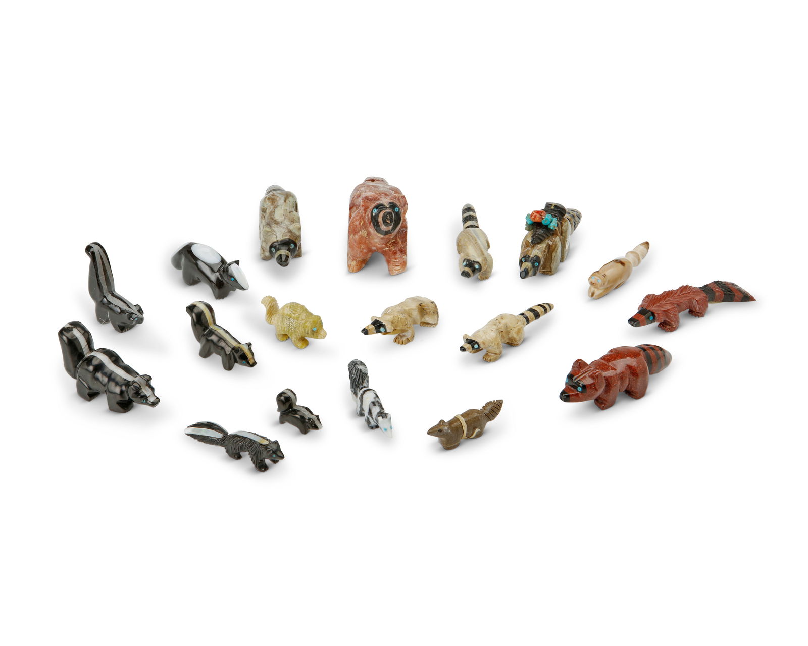 A GROUP OF ZUNI CARVED STONE