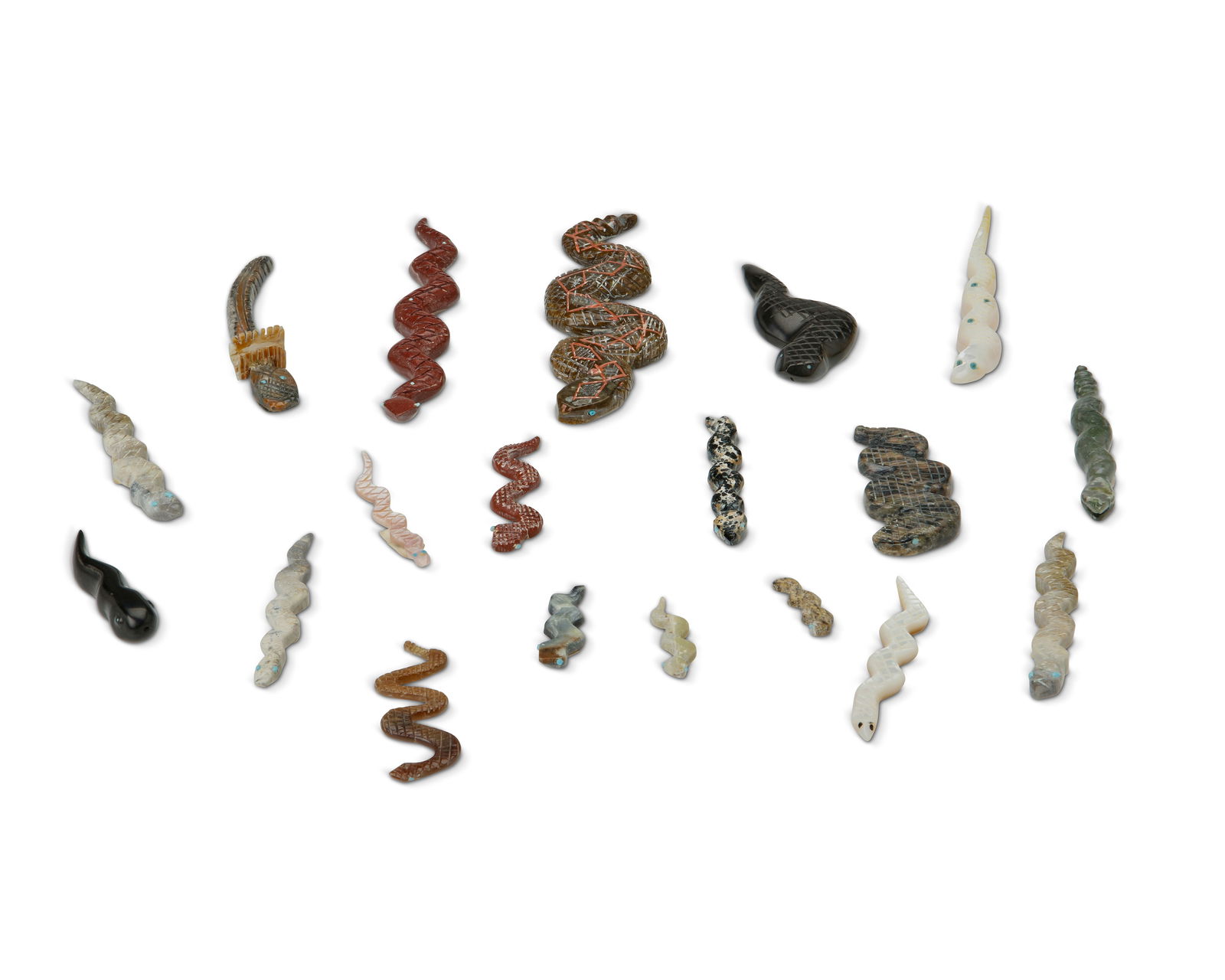 A GROUP OF ZUNI CARVED STONE