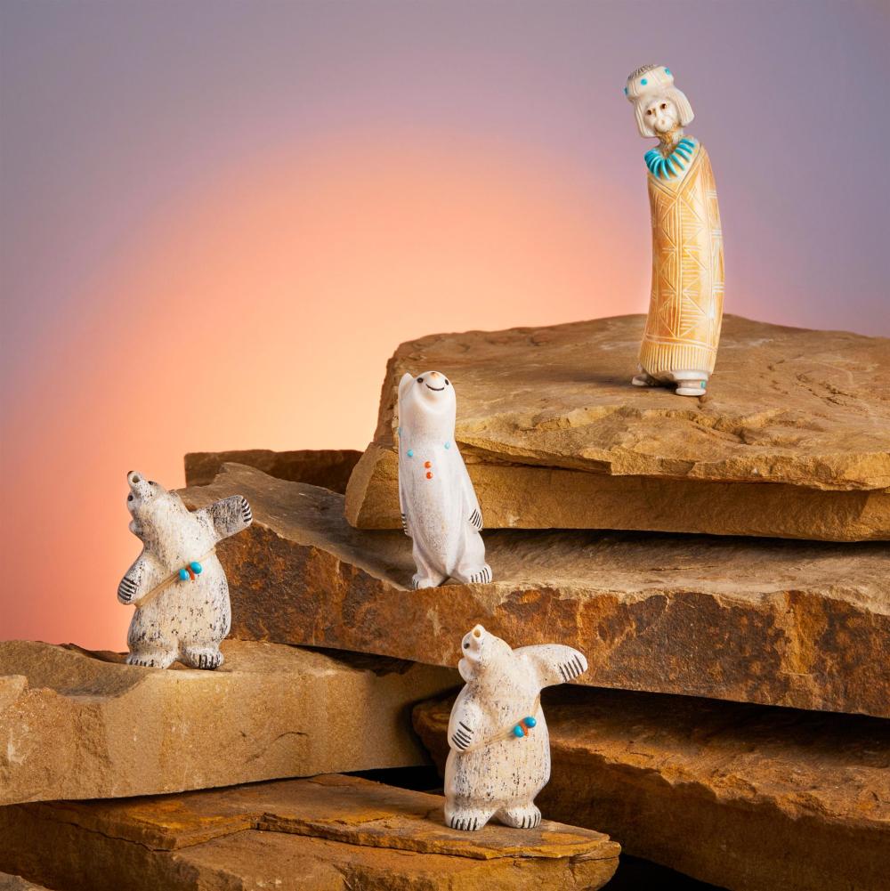 A GROUP OF ZUNI CARVED FETISH