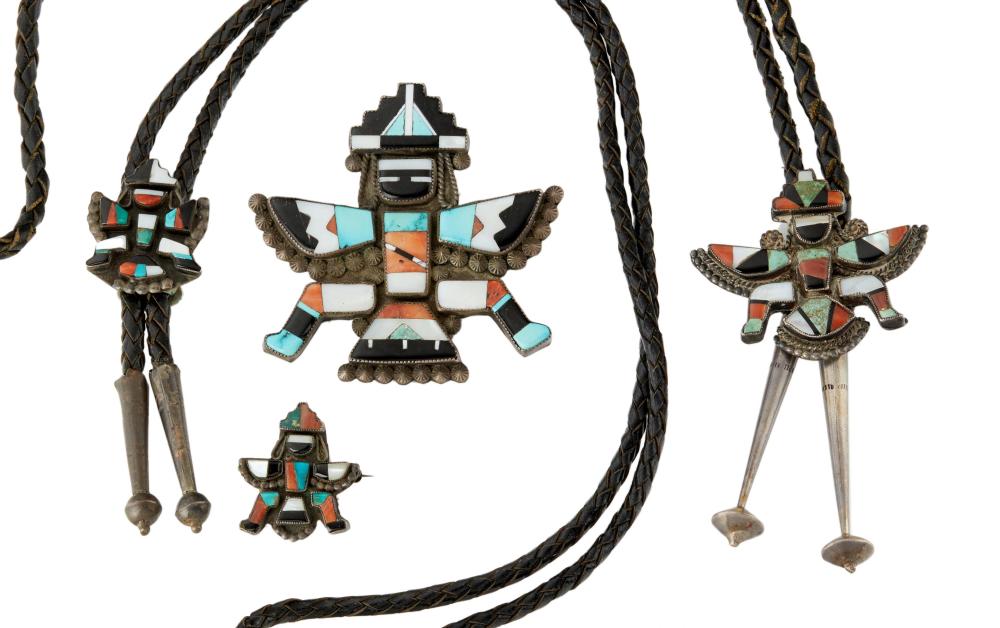 A GROUP OF ZUNI KNIFEWING GEM-SET