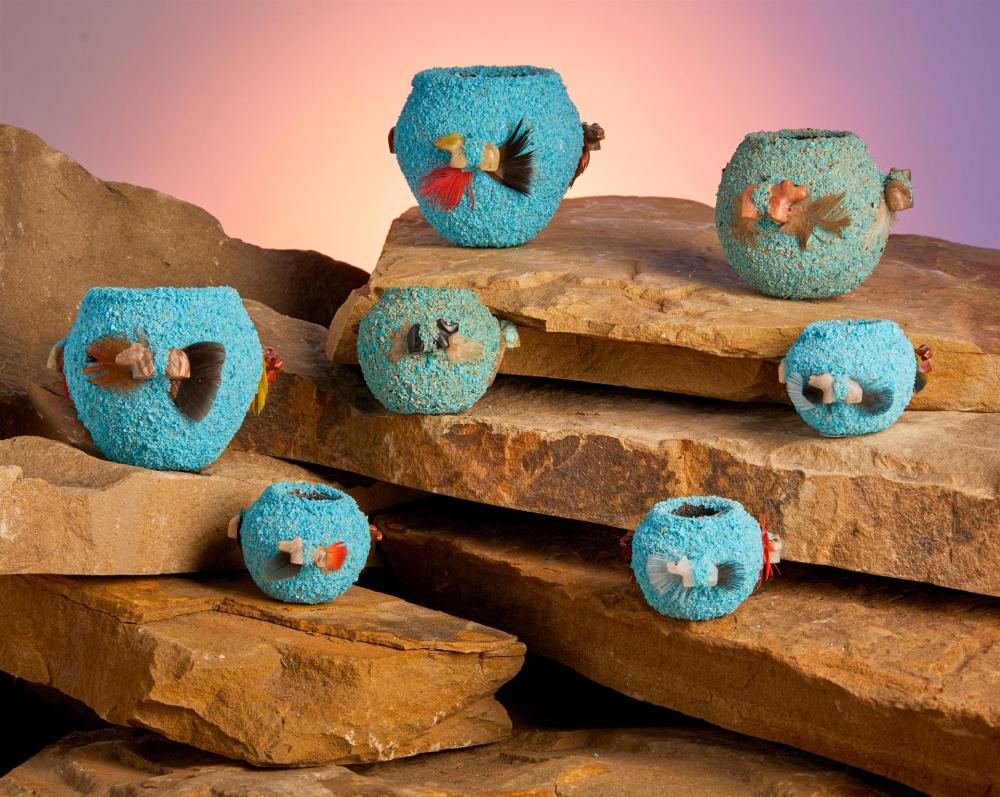 A GROUP OF ZUNI TURQUOISE FETISH