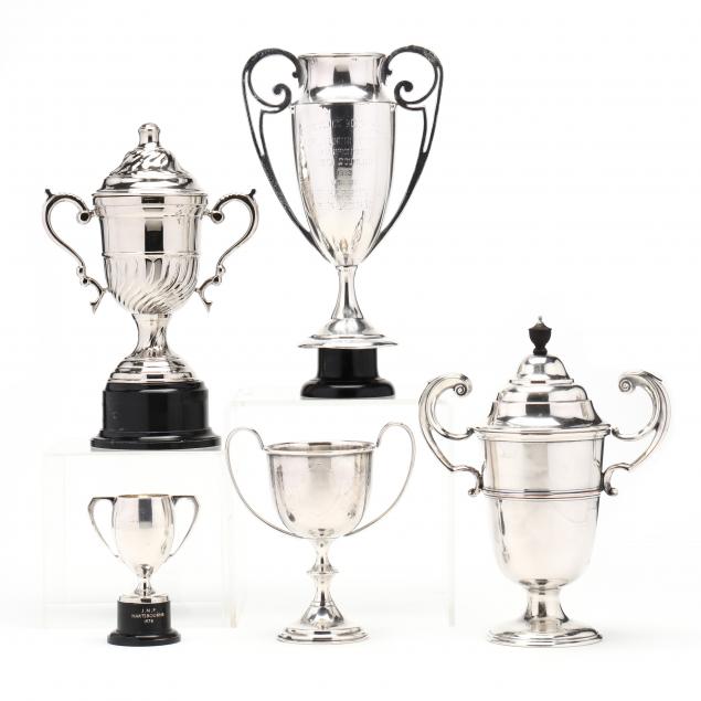 A GROUPING OF FIVE SILVERPLATE