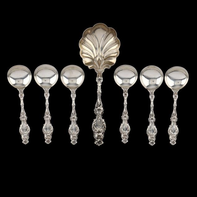 A GROUPING OF WHITING LILY SPOONS