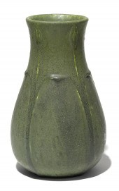 A Grueby green glazed pottery
