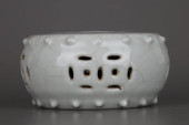 A GUAN TYPE CARVED  STONE SCUL