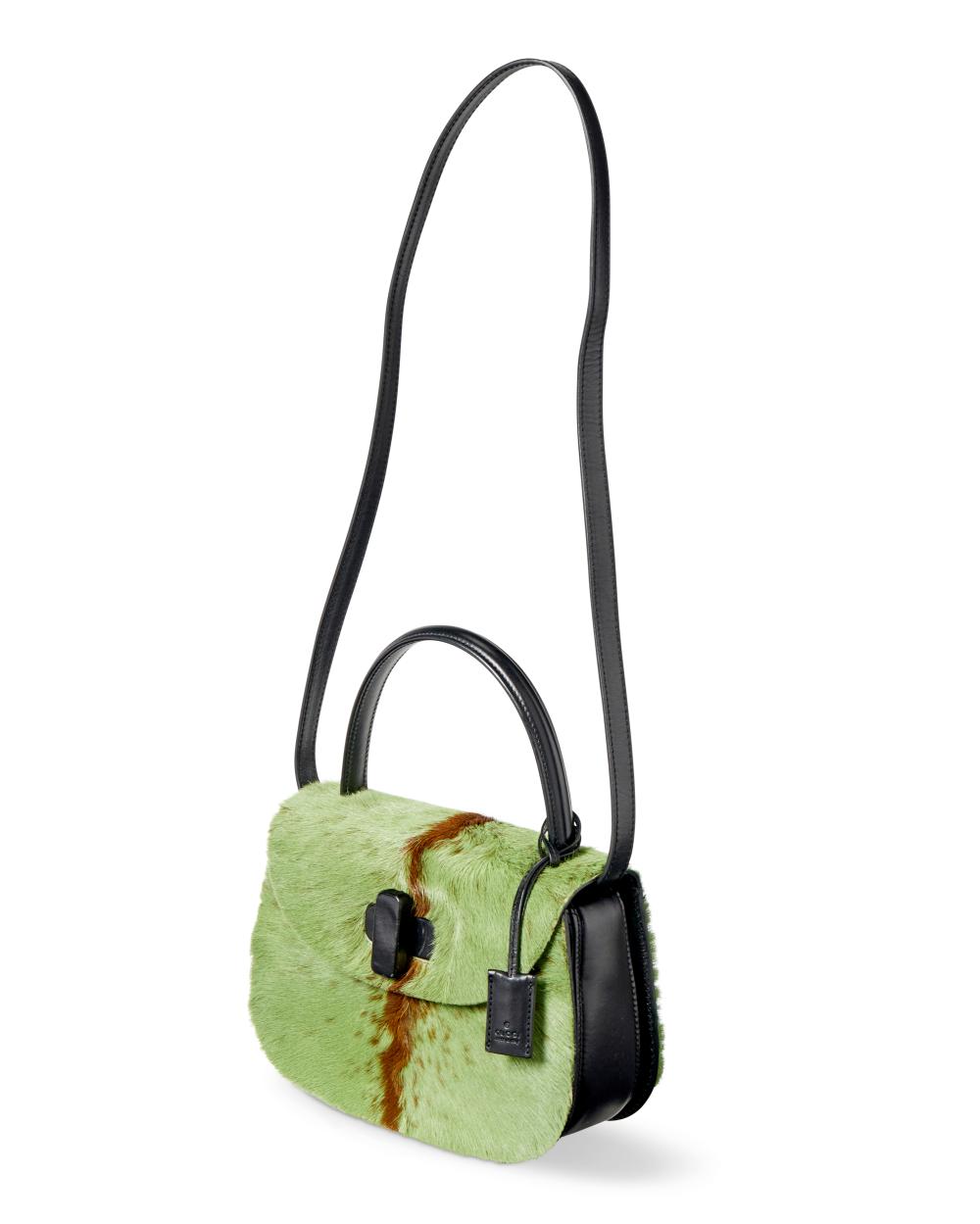A GUCCI GREEN PONY HAIR SHOULDER