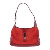 A GUCCI MONOGRAM JACKIE BAG A