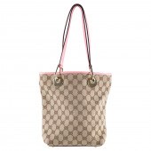 A GUCCI MONOGRAM SMALL BUCKET