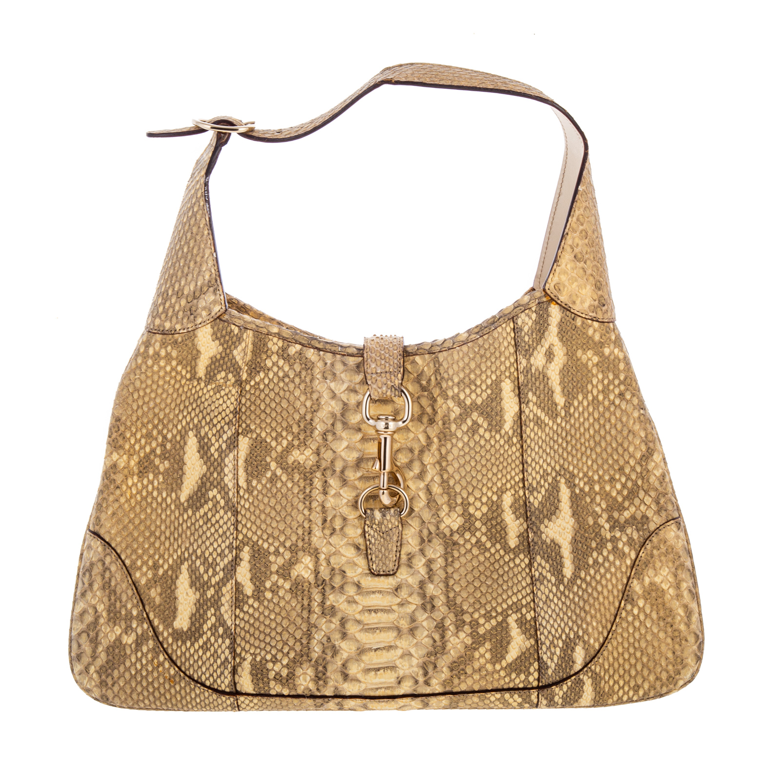 A GUCCI PYTHON JACKIE O HOBO A gold