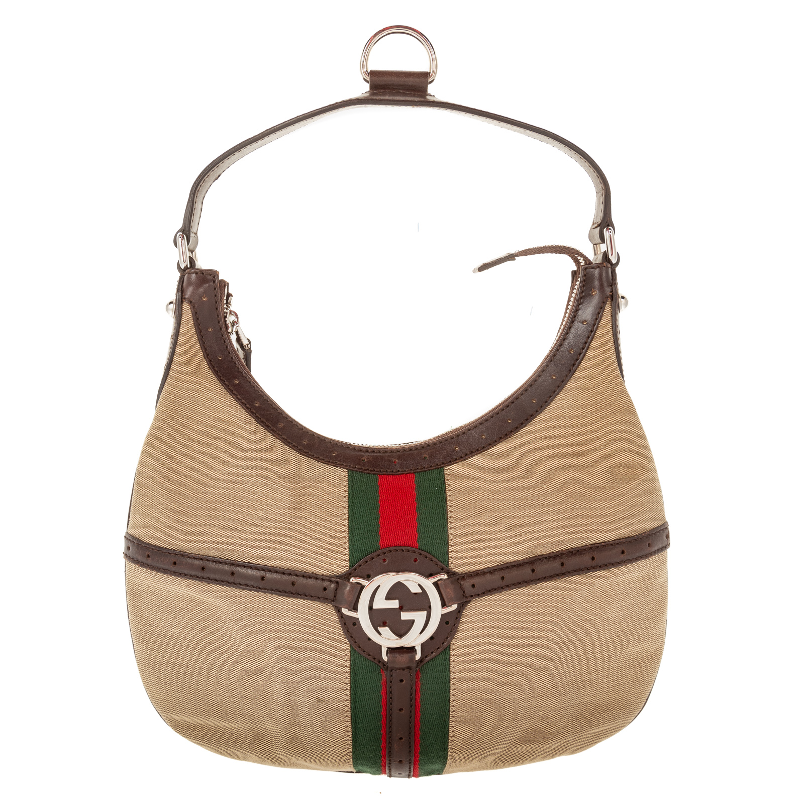 A GUCCI WEB REINS HOBO A brown