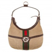 A GUCCI WEB REINS HOBO A brown