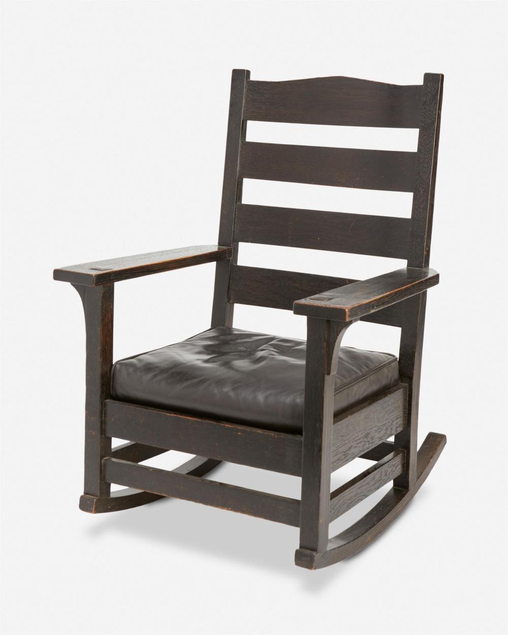 A GUSTAV STICKLEY FUMED OAK ROCKING