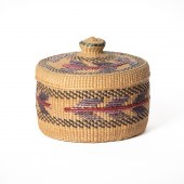 A HAIDA LIDDED BASKET, CIRCA 1