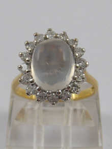 A hallmarked 18 ct gold moonstone