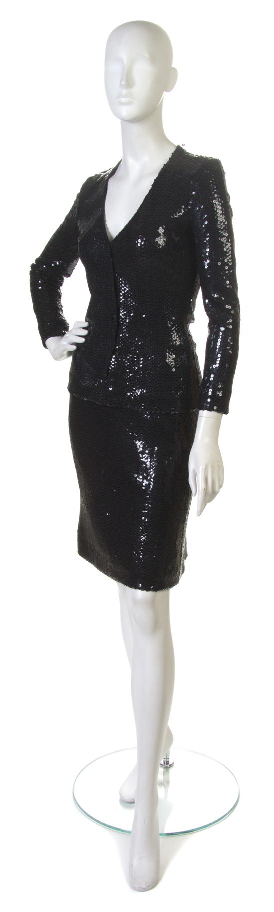 A Halston Black Sequin Evening