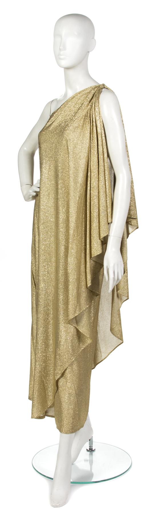 A Halston IV Gold Lame Evening Gown