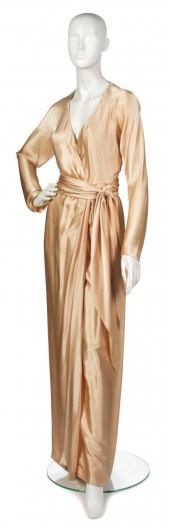 A Halston Nude Silk Satin Even