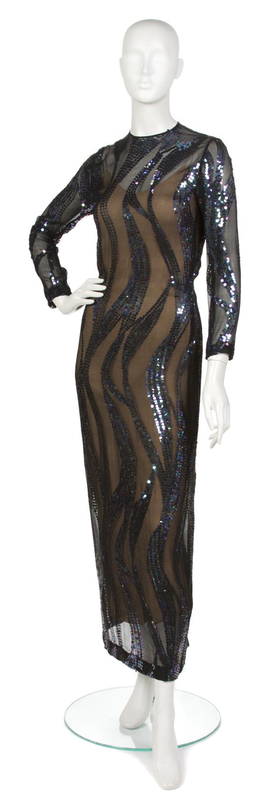 A Halston Sequin Evening Gown