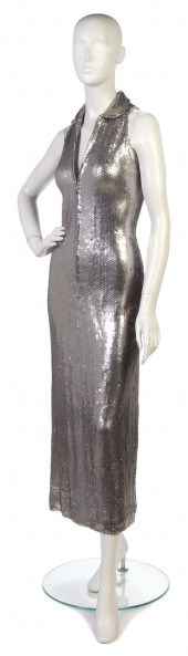 A Halston Silver Sequin Evenin