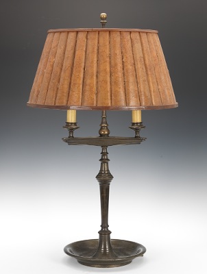A Hammered Bronze Bouillotte Lamp