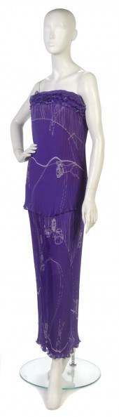 A Hanae Mori Purple Strapless