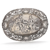 A HANAU SILVER DISH WITH PASTO