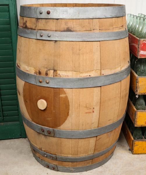A HAND MADE OAK BARREL BRANDED A