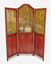 A HAND-PAINTED DRESSING SCREEN
