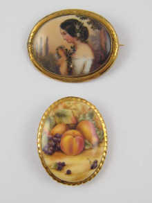 A hand painted oval porcelain