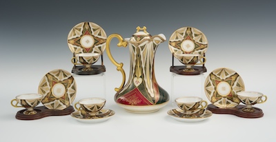A Hand Painted Porcelain Coffee Set