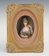 A Hand Painted Porcelain Plaqu