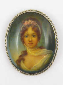 A hand painted Russian brooch of