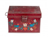 A HAND-PAINTED TIN BOXA hand-p