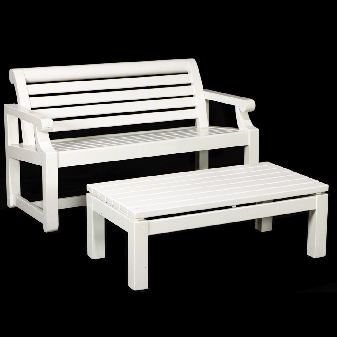 A HANDCRAFTED OUTDOOR BENCH AND
