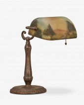 A HANDEL REVERSE-PAINTED GLASS
