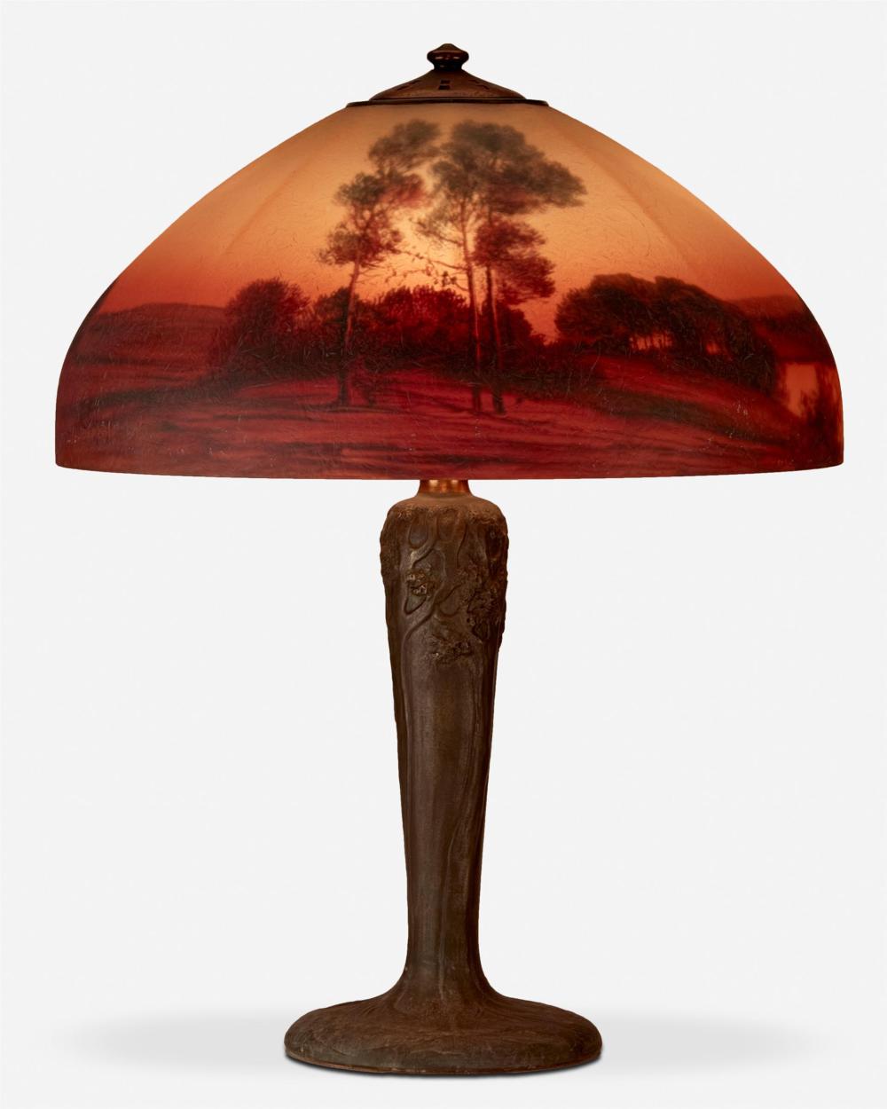 A HANDEL REVERSE-PAINTED GLASS