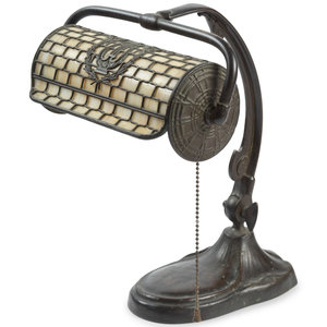 A Handel Slag Glass Desk Lamp or